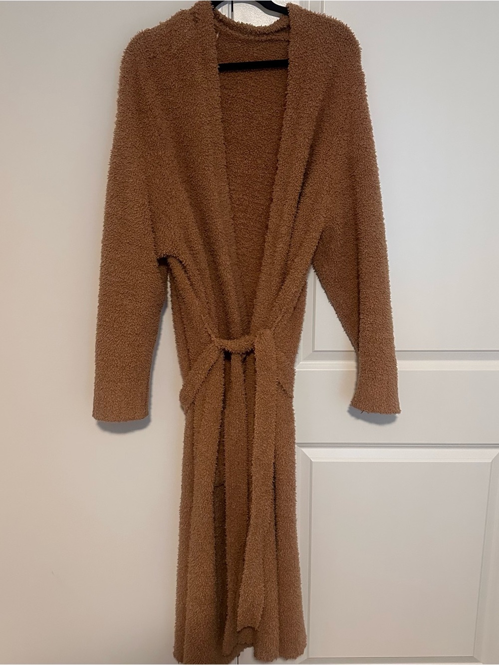 SKIMS Cozy Teddy Brown Long Robe with Tie